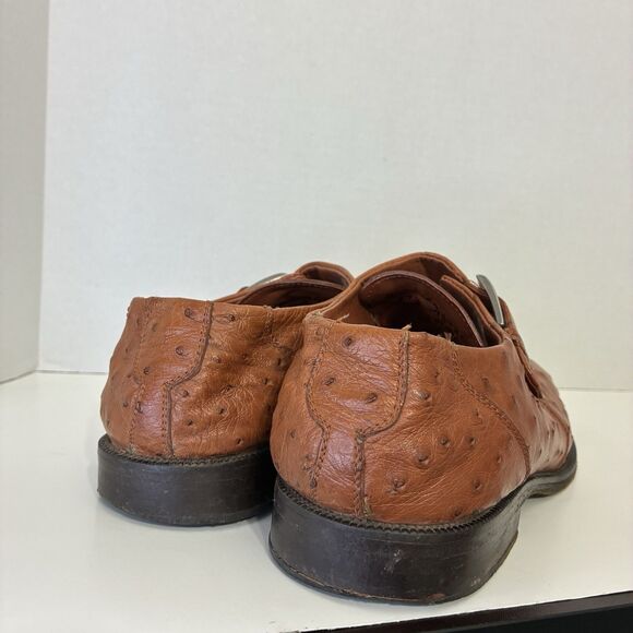 Coleoni Italy Men’s 8 Ostrich Leather Monk Strap Dress Shoes Brown main image 12